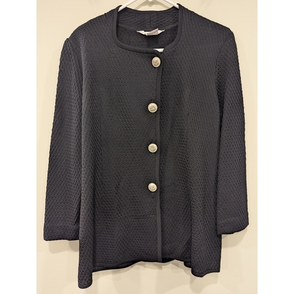 Exclusively Misook Black Knit Cardigan Blazer Size Small